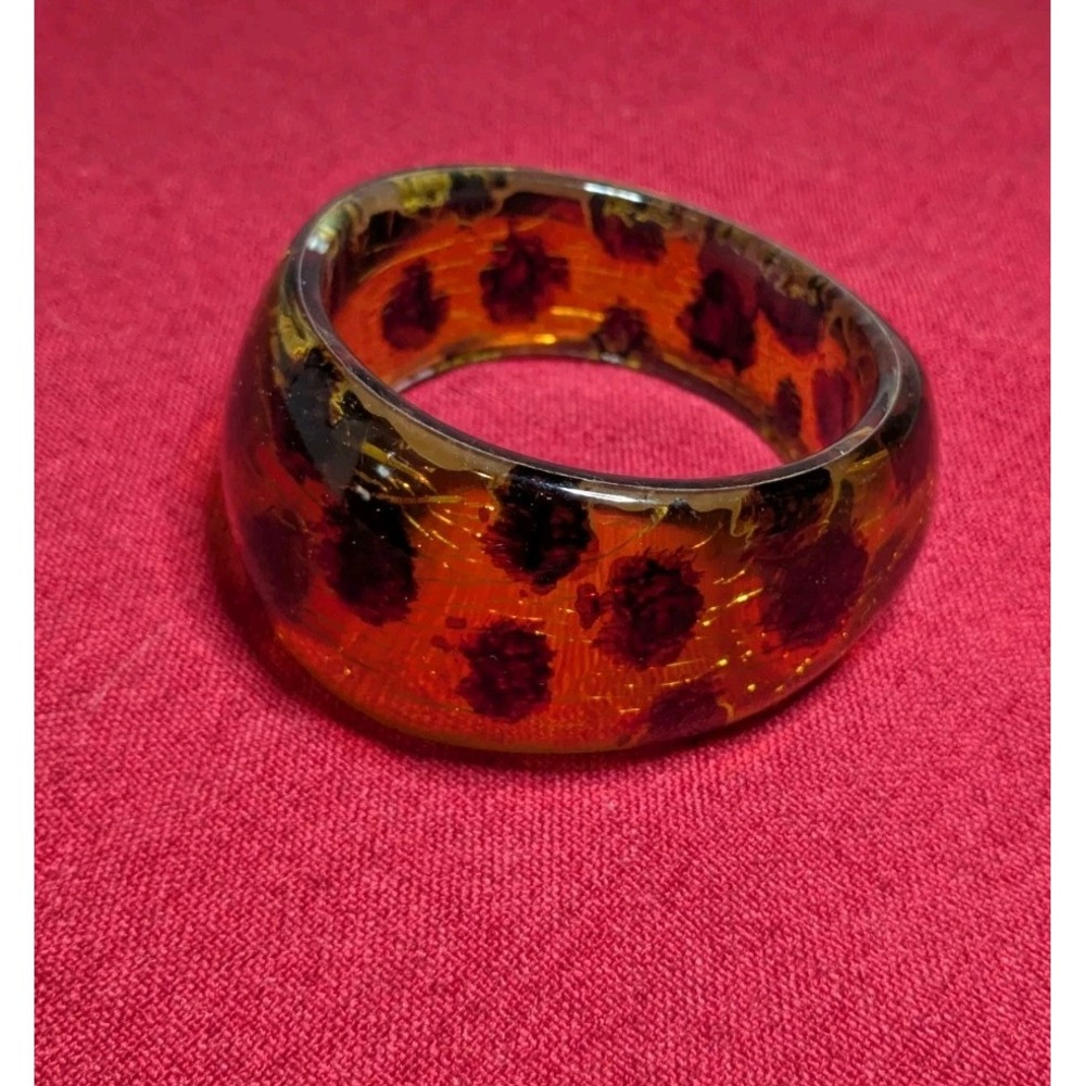 Vintage Bracelet 6 Inch Animal‎ Print Lucite Acrylic Good Condition Asymetrical